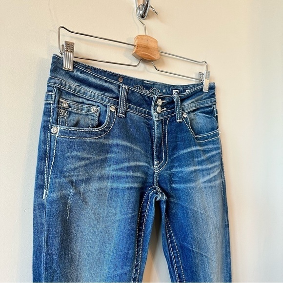 MISS Me Womens Swirl Mid Rise Medium Wash Bootcut Jeans (Size:29) - Picture 7 of 15